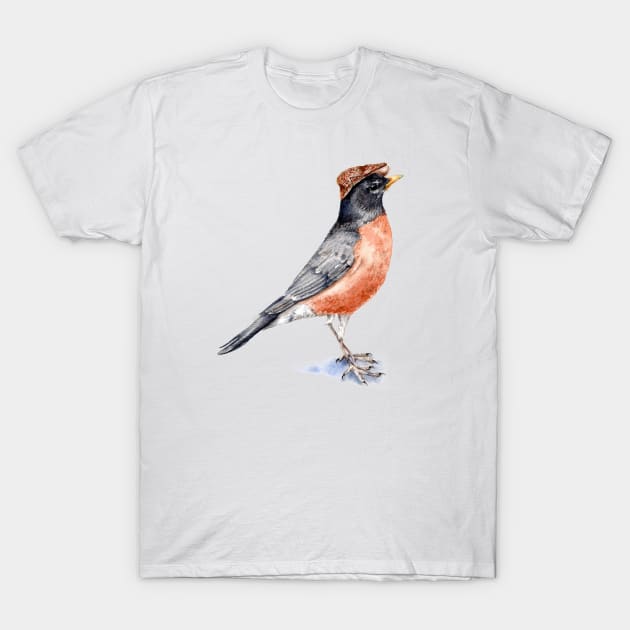 Robin in a Hat T-Shirt by Goosi